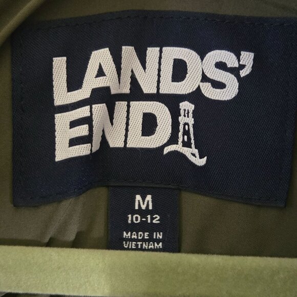 Lands' End Olive Down Filled Detachable Hood Puffer Coat Size M - Picture 9 of 11